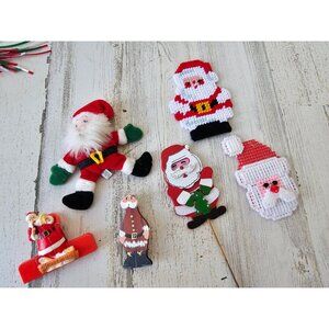 Magnet Santa vintage pin set embroidered‎ wooden plush decor unique set